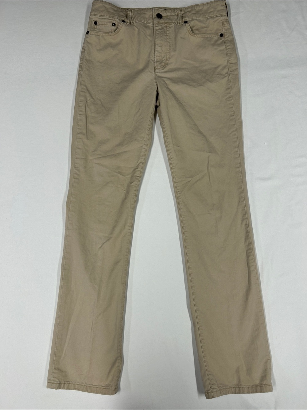 Lauren Ralph Lauren Tan Beige Straight Leg Chino Jeans Leather Patch Size 6